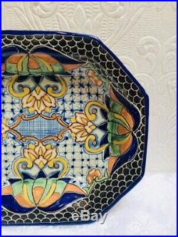 RARE Vintage Mid Century Talavera Pottery Signed Uriarte Mexico Serving Bowl
