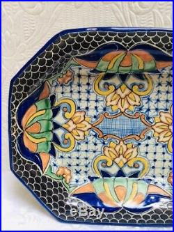 RARE Vintage Mid Century Talavera Pottery Signed Uriarte Mexico Serving Bowl