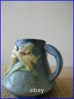 RARE! Vintage Roseville Bermuda Blue Zephyr Lily Open Sugar Bowl& Creamer