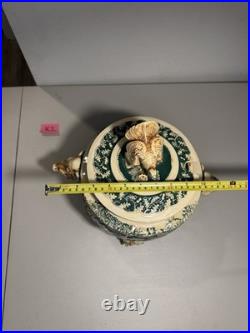 RARE Wick Werke German Hunting Stoneware Tureen Punch Bowl Mid Century, 11 Mugs