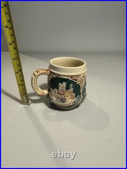 RARE Wick Werke German Hunting Stoneware Tureen Punch Bowl Mid Century, 11 Mugs