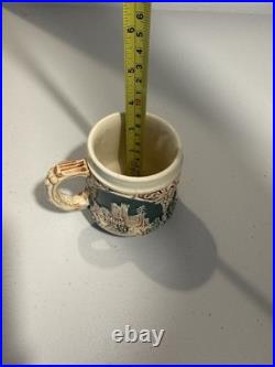 RARE Wick Werke German Hunting Stoneware Tureen Punch Bowl Mid Century, 11 Mugs