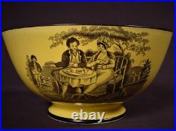 RARE c. 1820 YELLOW GLAZED CANARY WARE BOWL TRANSFERWARE STAFFORDSHIRE MINT