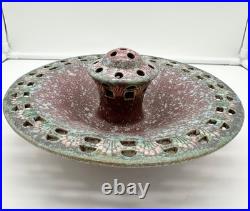 ROSEVILLE Ferella #87-8 Bowl With Attached Flower Frog EXCELLENT CONDITION
