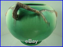 ROSEVILLE MINT Art Pottery Vtg 1936 PINECONE 261-6 LARGE Rose Bowl Vase Green