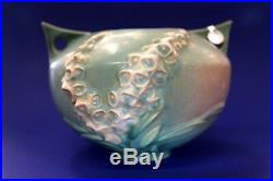 ROSEVILLE Pink + Green Foxglove Bowl -Art/Pottery USA 418-4 Original -Vintage
