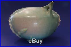 ROSEVILLE Pink + Green Foxglove Bowl -Art/Pottery USA 418-4 Original -Vintage