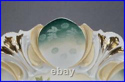 RS Prussia Large Pink Roses Bluegreen Cream & Gold Large Bowl Circa 1880-1910