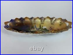 RS Prussia Reinhold Schlegelmilch Scenic Porcelain Bowl Gilt Handles c1900