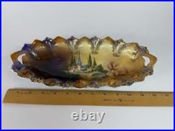 RS Prussia Reinhold Schlegelmilch Scenic Porcelain Bowl Gilt Handles c1900