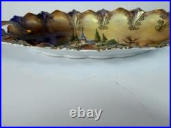 RS Prussia Reinhold Schlegelmilch Scenic Porcelain Bowl Gilt Handles c1900