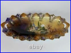 RS Prussia Reinhold Schlegelmilch Scenic Porcelain Bowl Gilt Handles c1900