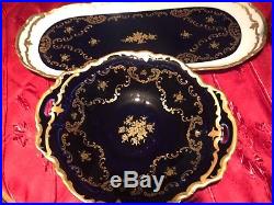 R Echt Reichenbach Kobalt Gold Set Plate Bowl Tray Vintage Rare Germany