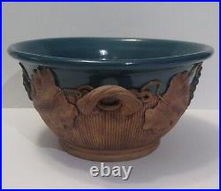 R J Crawford Handmade Signed & Dated Art Studio Bowl with Grapes And Vines