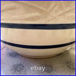 R. Ransbottom 14 Roseville Pottery Mixing Bowl #305 Cobalt Blue Bands Large