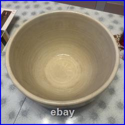 R. Ransbottom 14 Roseville Pottery Mixing Bowl #305 Cobalt Blue Bands Large