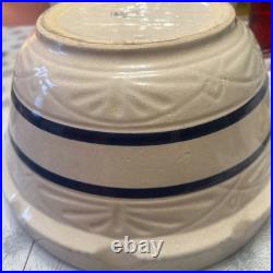 R. Ransbottom 14 Roseville Pottery Mixing Bowl #305 Cobalt Blue Bands Large