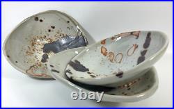 Raku Art Pottery Footed Bowls Handmade Signed Sylvia Richardson Set of 3 VTG'79