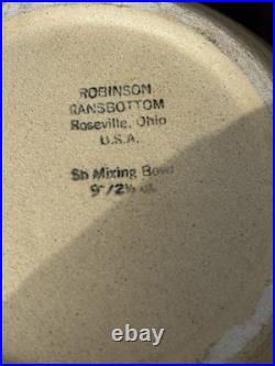 Ransbottom Roseville Pottery Wheat Blue Spongeware Nesting Mixing Bowls Set / 4