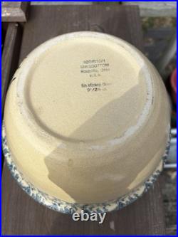 Ransbottom Roseville Pottery Wheat Blue Spongeware Nesting Mixing Bowls Set / 4