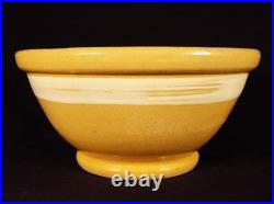 Rare 1870 Antique American 10 ¼ Single Wide White Band Bowl Yellow Ware Mint