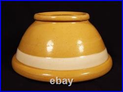 Rare 1870 Antique American 10 ¼ Single Wide White Band Bowl Yellow Ware Mint