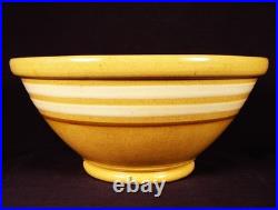 Rare 1870 Antique American 12 White & Mocha Band Bowl Yellow Ware Mint
