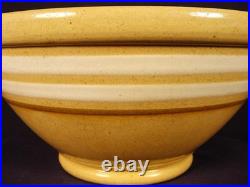 Rare 1870 Antique American 12 White & Mocha Band Bowl Yellow Ware Mint
