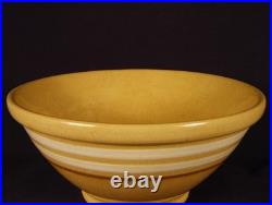 Rare 1870 Antique American 12 White & Mocha Band Bowl Yellow Ware Mint