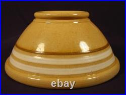 Rare 1870 Antique American 12 White & Mocha Band Bowl Yellow Ware Mint