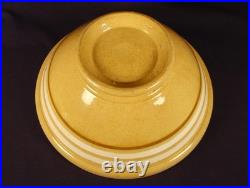 Rare 1870 Antique American 12 White & Mocha Band Bowl Yellow Ware Mint