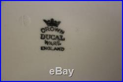 Rare 6pc Vintage Crown Ducal Ware ALL PINK Octagonal Plates & Serving Bowl Set