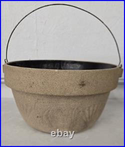Rare Antique Japan EESO Stoneware Bowl Albany Slip Glazed Interior Swastika Mark