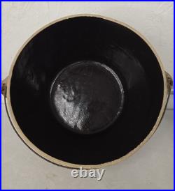 Rare Antique Japan EESO Stoneware Bowl Albany Slip Glazed Interior Swastika Mark
