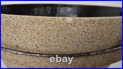 Rare Antique Japan EESO Stoneware Bowl Albany Slip Glazed Interior Swastika Mark