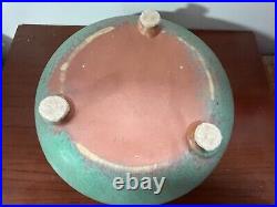 Rare Find-Antique Roseville Pottery Early Carnelian 3-Footed Console Low Bowl