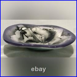 Rare Harris Cies Handcrafted Abstract Art Pottery Bowl Woman Signed 1999