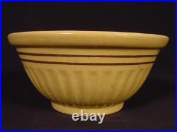 Rare Large 8 Fluted Brown Band Bowl Yellow Ware