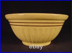 Rare Large 8 Fluted Brown Band Bowl Yellow Ware