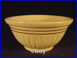Rare Large 8 Fluted Brown Band Bowl Yellow Ware