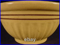 Rare Large 8 Fluted Brown Band Bowl Yellow Ware