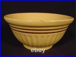 Rare Large 8 Fluted Brown Band Bowl Yellow Ware