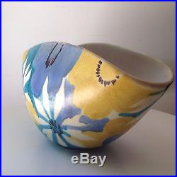Rare Large Vintage Mid Century Italian Raymor Floral Ceramic Pottery Bowl Vase