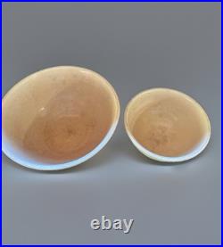 Rare Off White Basketweave Weller Art Pottery Mixing Bowls Set of 3 Vintage