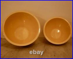 Rare Pair Vintage Nesting Roseville Lg Banded Mixing Bowls Yellow Ware Antique