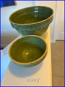 Rare Set with Tiny Bowl Sunburst Pattern Green Yellow wear McCoy Bowl