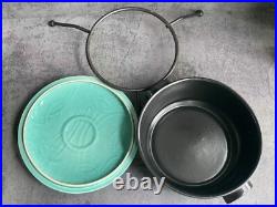 Rare VTG Roselane Turquoise Glaze Pottery Dolphin Aqua Marine Salad Set USA Made