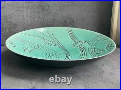 Rare VTG Roselane Turquoise Glaze Pottery Dolphin Aqua Marine Salad Set USA Made Rare VTG Roselane Turquoise Glaze Pottery Dolphin Aqua Marine Salad Set USA Made