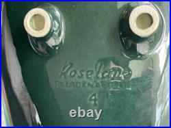 Rare VTG Roselane Turquoise Glaze Pottery Dolphin Aqua Marine Salad Set USA Made