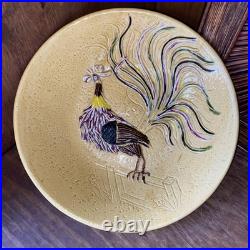 Rare Vintage 14 California Pottery Rooster Bowl #1065